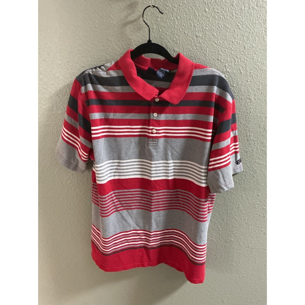 Bugle Boy Polo Shirt Mens XL Red Striped Excellent Vintage 90s